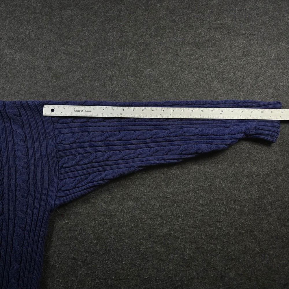 Vtg Eddie Bauer Cable Knit Sweater Blue Fisherman Cotton Made in USA 90s Mens XL - Picture 7 of 9